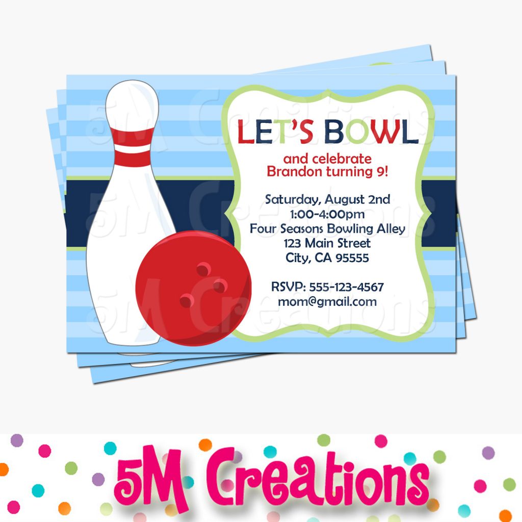 Bowling Invitation - Bowling Party Printable Party Package by 5M Creations