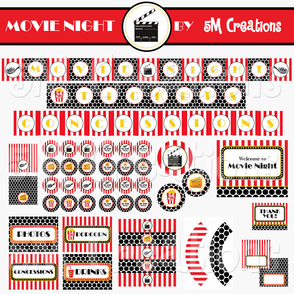 Movie Night Party Printable Decorations Award Night Party